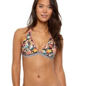Roxy floral stripes reversible bikini top